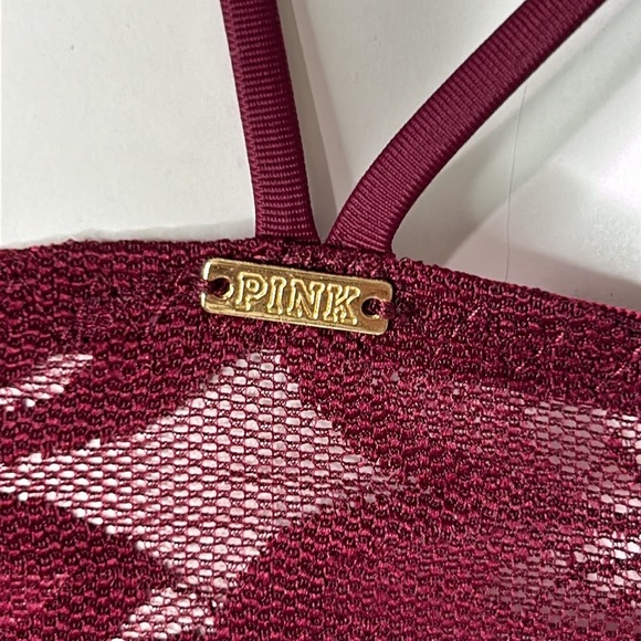 PINK by Victoria’s Secret Burgundy Corset Lace up Front Lightly Lined Bralette - Picture 8 of 14
